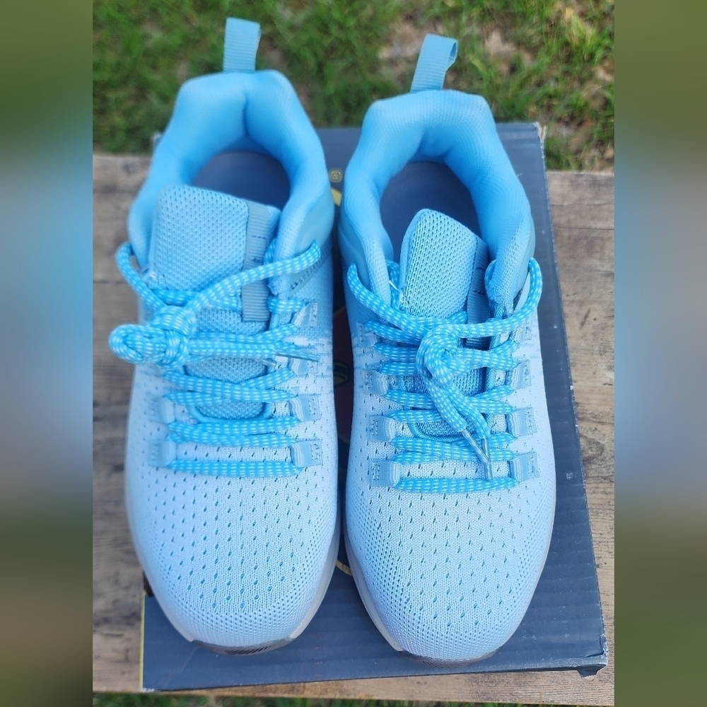 Blue Knit Sneakers with Cushioned Design